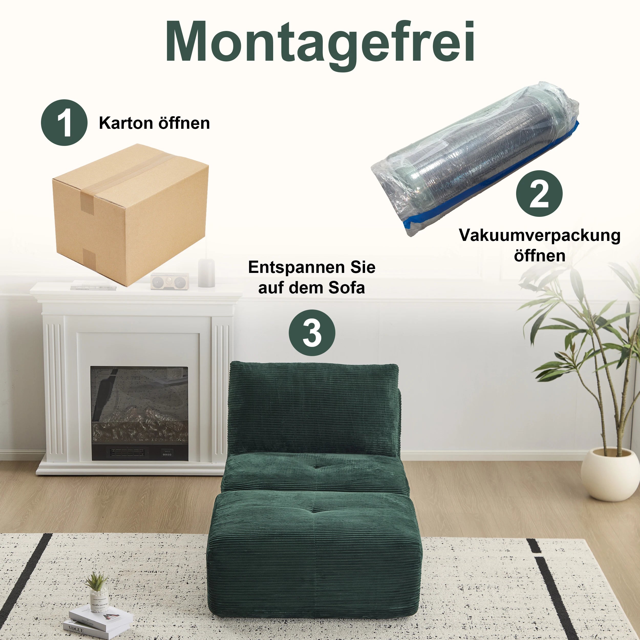 Corduroy Sofa Bed，Comfortable Small Single Sofa，Compression Sofa Seat，Foldable Lounger for Bedroom, Guest Room or Living Room