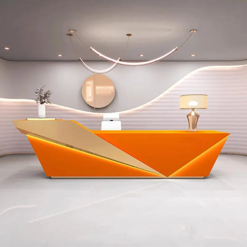 Sculpted Marble Reception Desk With Integrated Storage — Charcoal | KIMLUD