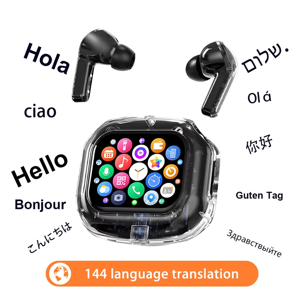 HLXZK 01 Bluetooth V5.4 Earphones AI Translator Earbuds OWS LCD Touch Screen Sport Wireless Headphones HD Stereo Sound Longlife