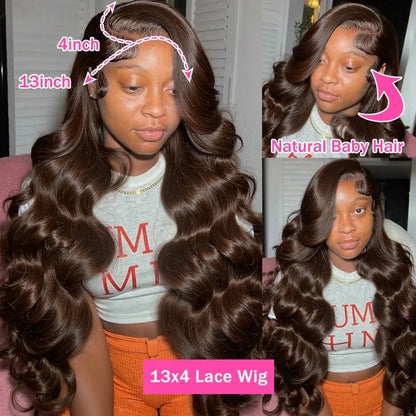 Lace Front Wig – 13x6 Frontal – Remy Hair – Chocolate Brown | KIMLUD