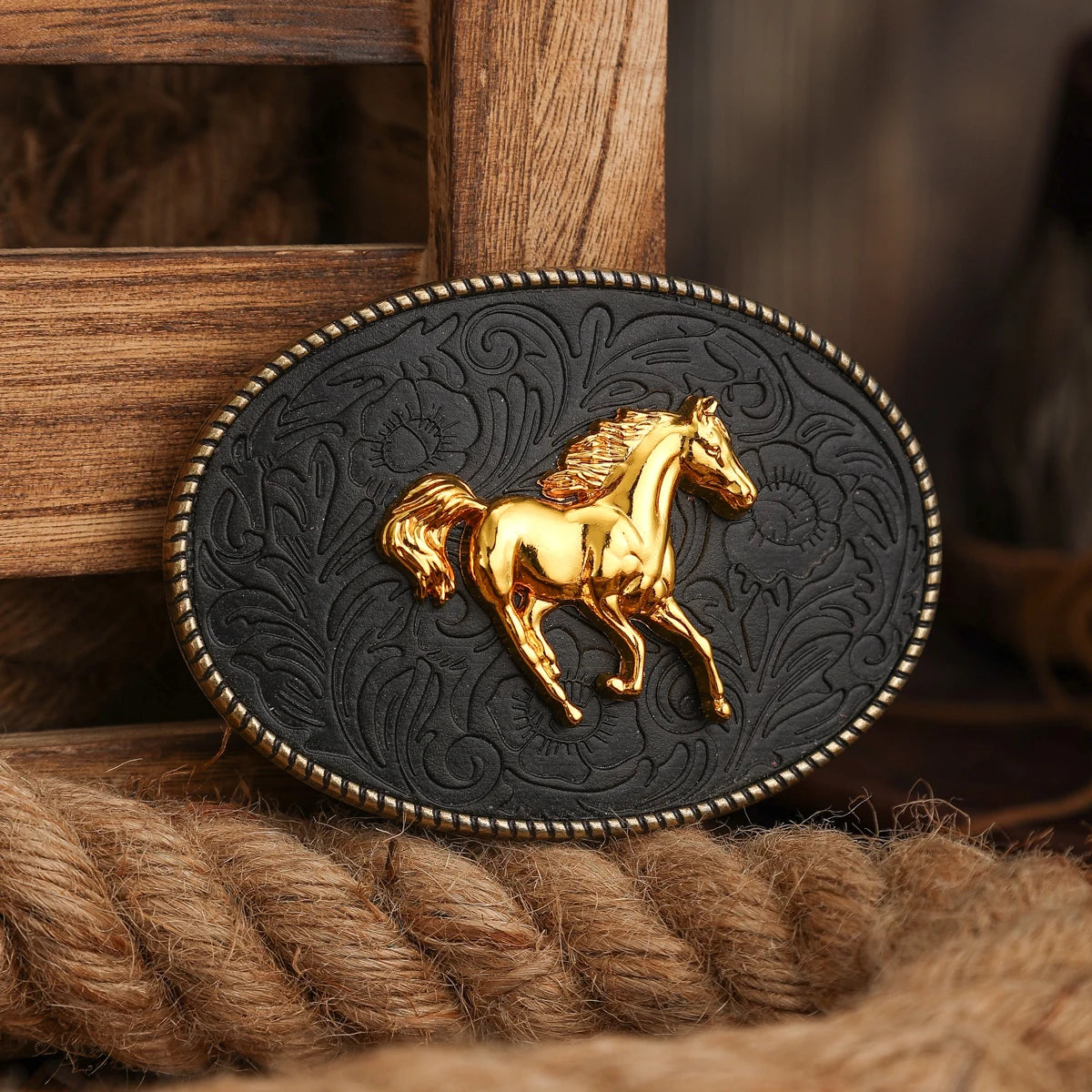 Belt Buckle – Western Cowboy Style – Horse Relief | KIMLUD