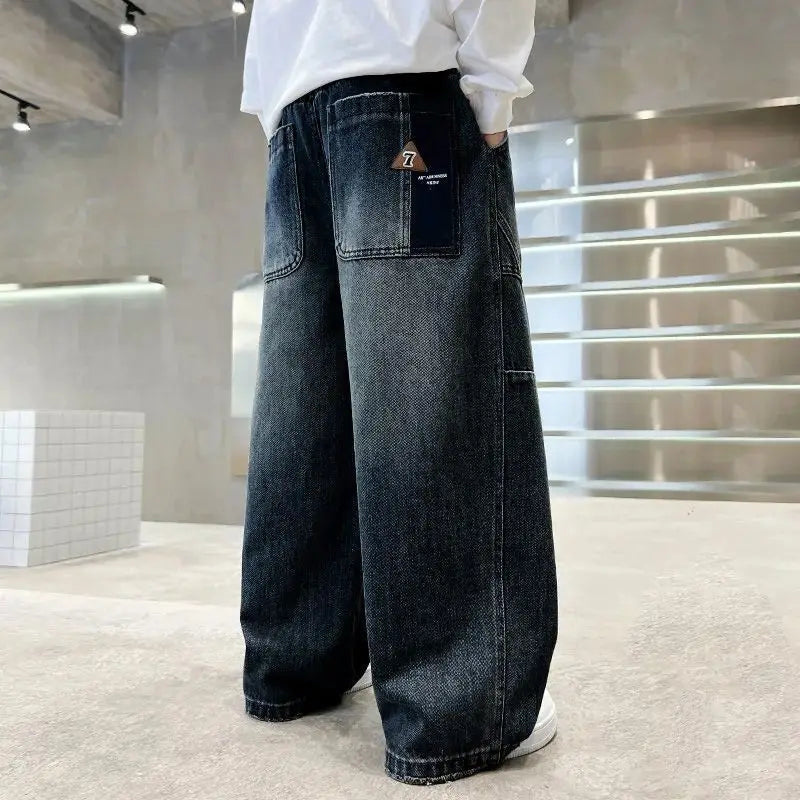 Boys' pants in spring and autumn, middle-aged and middle-aged, boys' jeans, handsome and versatile, boys' pants, casual