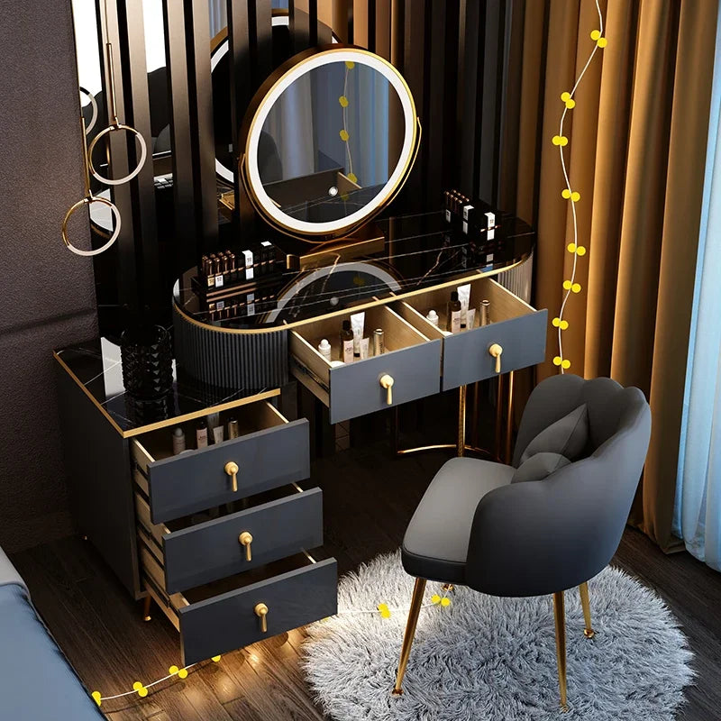 European Modern Vanity Table Storage Brass Hardware — Deep Blue-Dust | KIMLUD