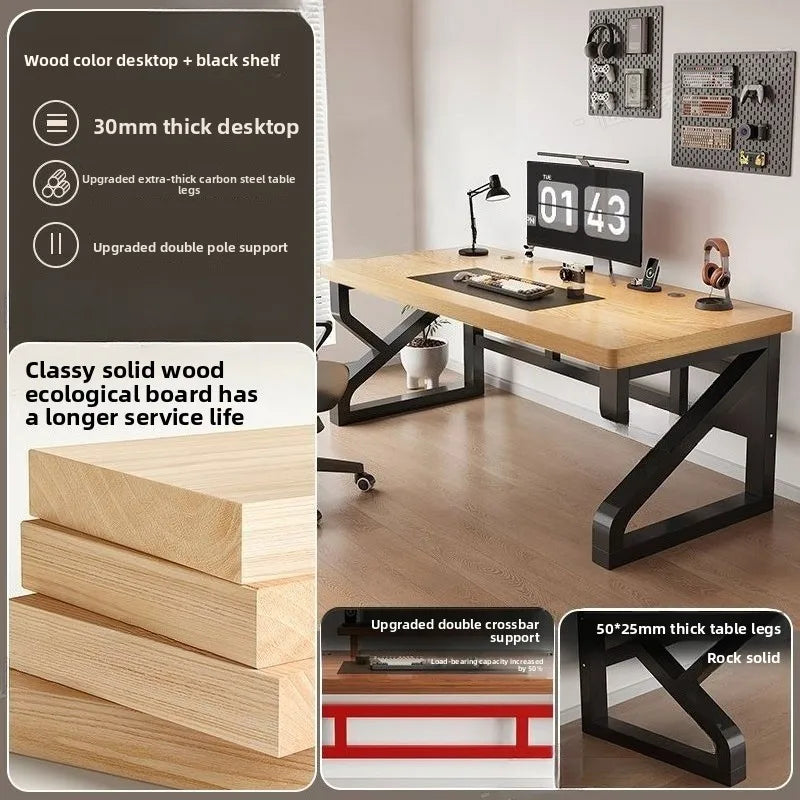 Heavy Duty 30MM Thick Solid Wood Computer Desk Ergonomic Office Desk Study Table Home Office Furniture Writing Desk Gaming