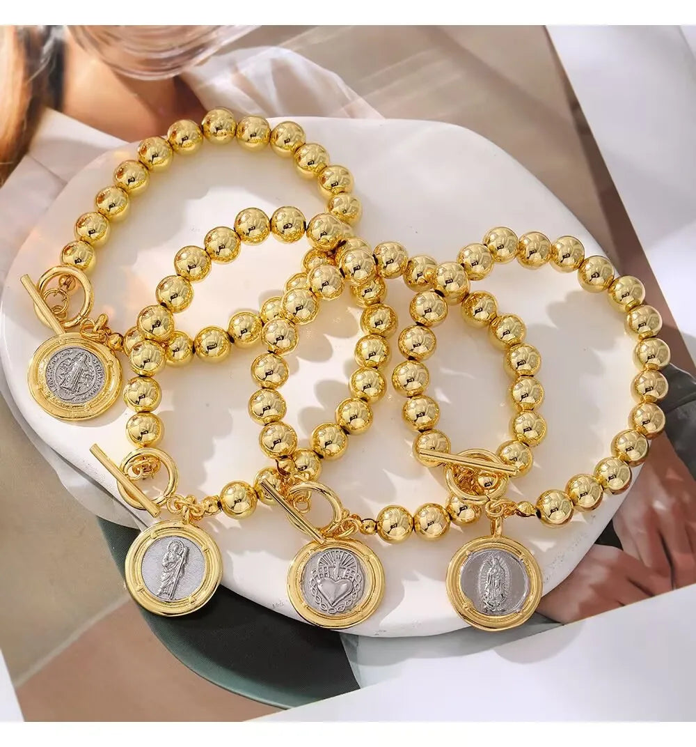 18K Gold Plated Beaded Elite Bracelet — Gold | KIMLUD