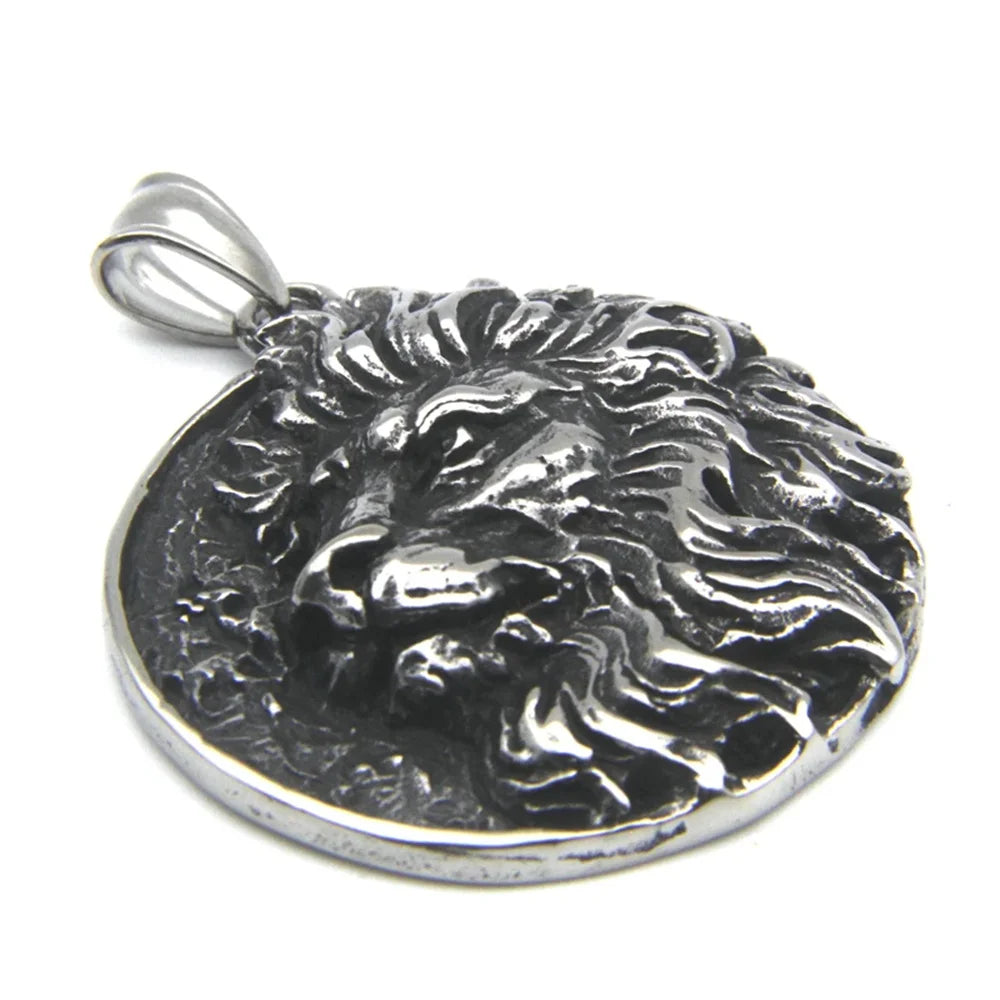 316L Stainless Steel Lion Pendant Necklace — Silver | KIMLUD