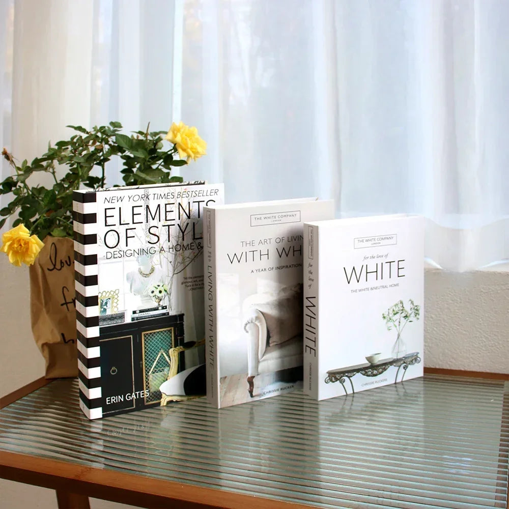 Foldable Faux Books Three-Piece Set for Couture Coffee Table Decor — Black | KIMLUD