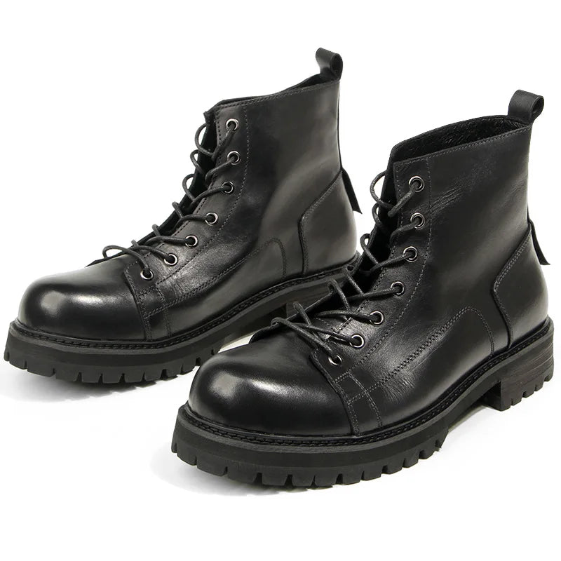 Goodyear-Welted Motorcycle Boots Rugged Heritage — Vintage Oil | KIMLUD