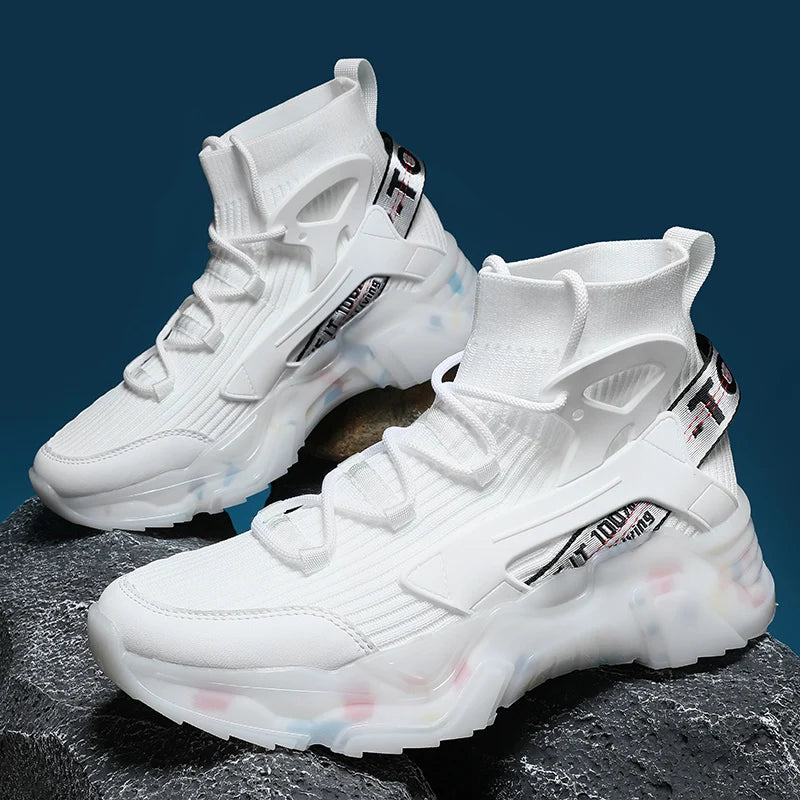 Men's High-Top Running Shoes – Breathable Mesh – Non-Slip | KIMLUD