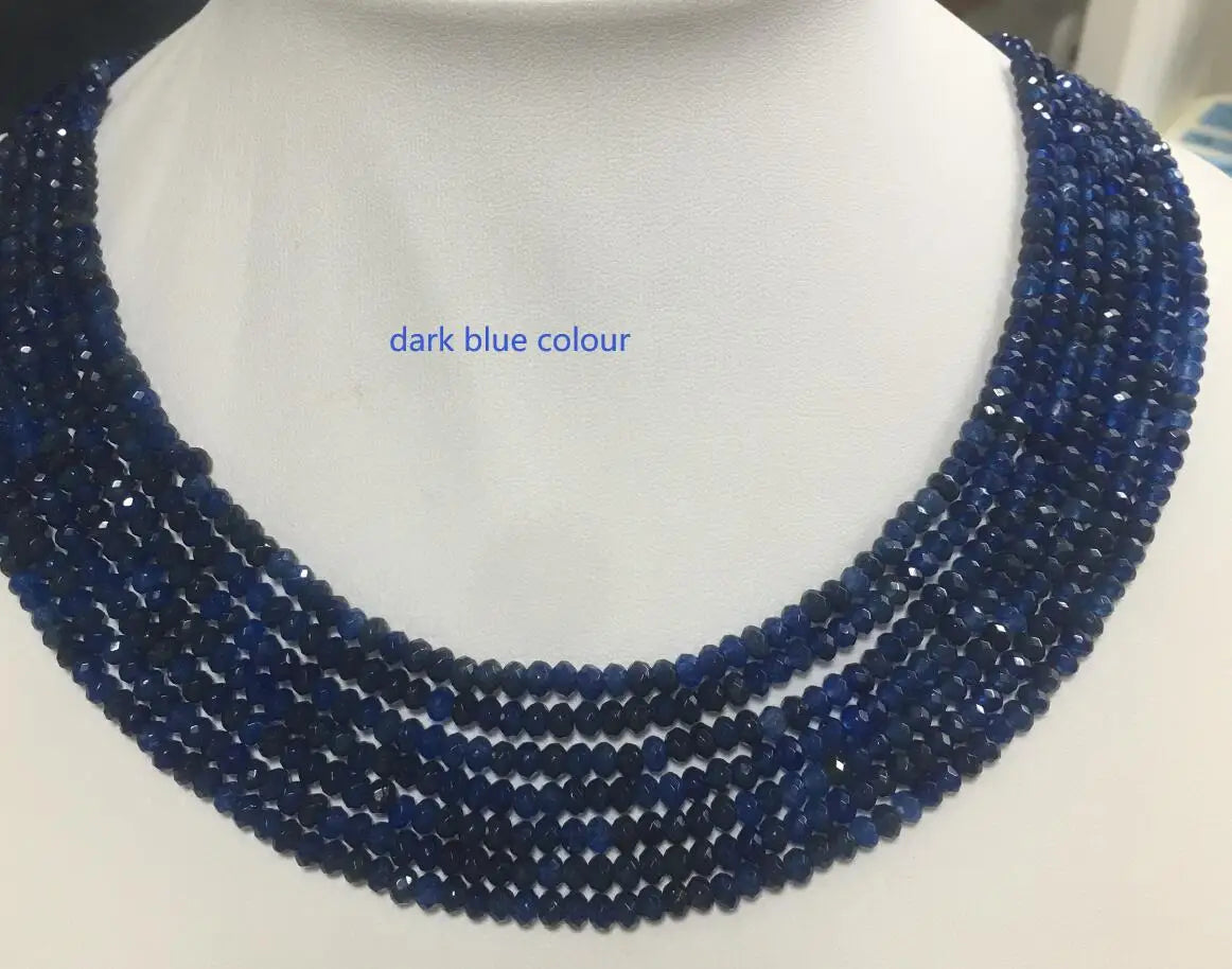 2x4mm NATURAL RUBY FACETED BEADS NECKLACE 7 Rows 17'’-23" Can Choice Red Blue White Green Yellow