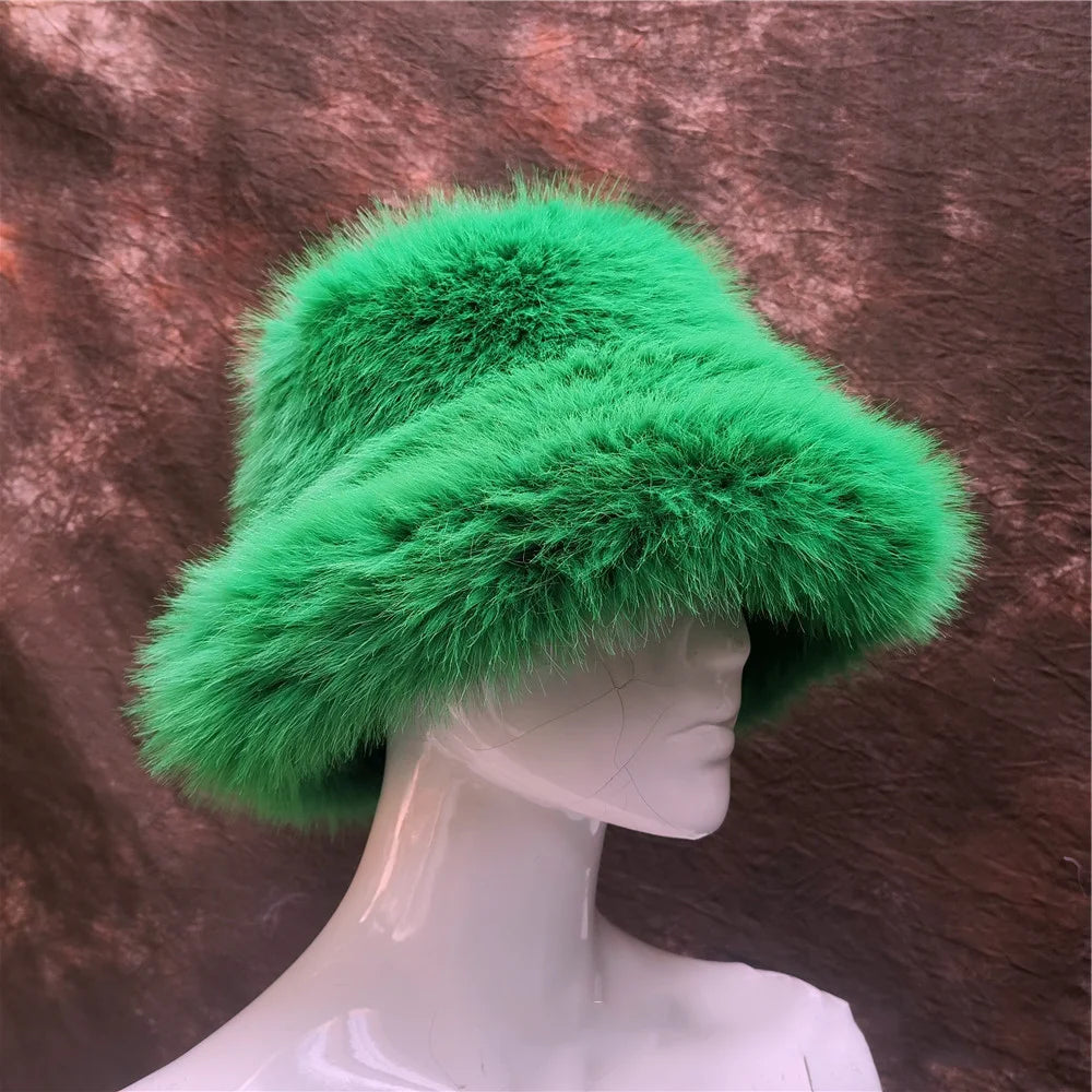 New Fur Hat Women Warm Snow Ski Cap Female Faux Fox Fur Bomber Hat Lady Windproof Winter Hats for Women Russian Warmer Hat - KIMLUD