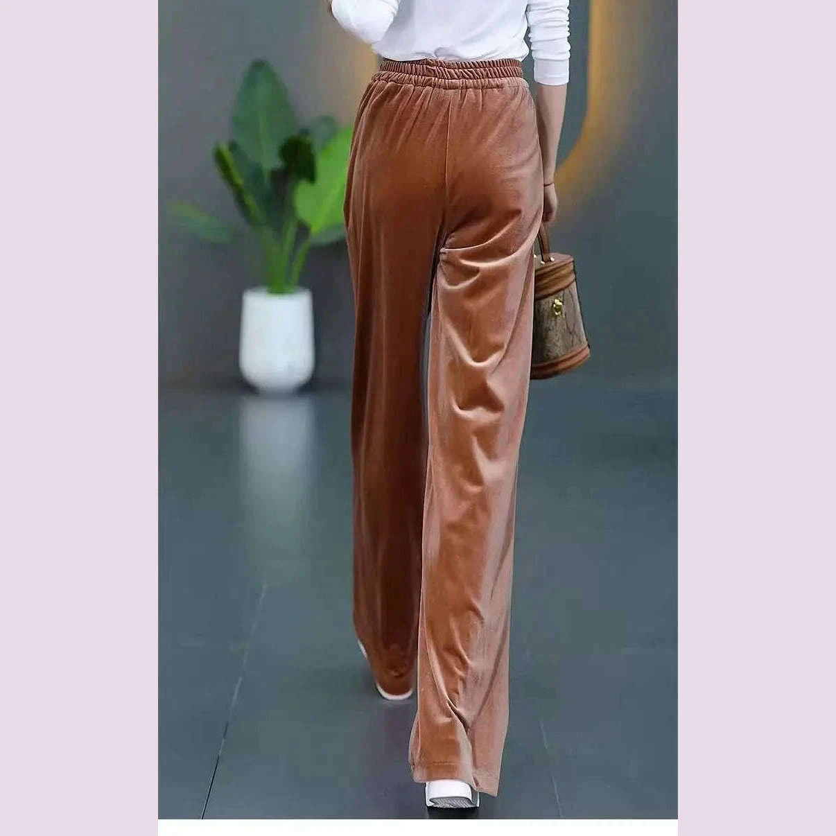 korean-fashion-women-pleuche-pants-autumn-winter-elastic-high-waist-solid-pockets-loose-office-lady-straight-wide-leg-trouserskimlud-womens-fashion-34628623