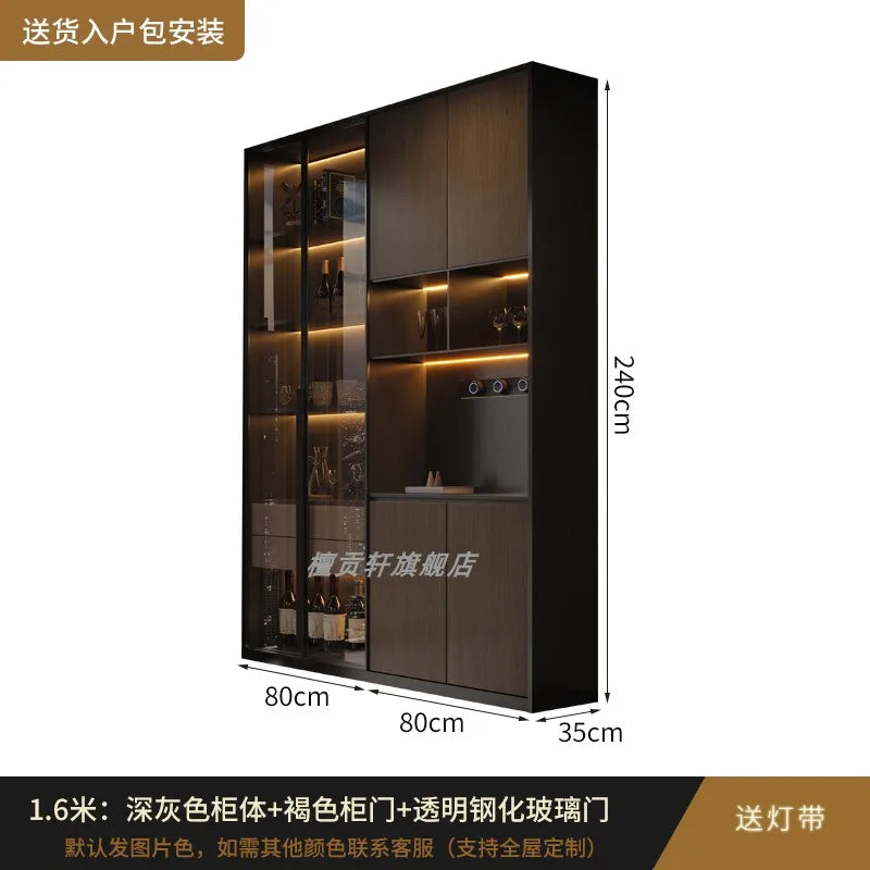 Minimalist Modern Storage Cabinet With Glass Panels — Espresso | KIMLUD