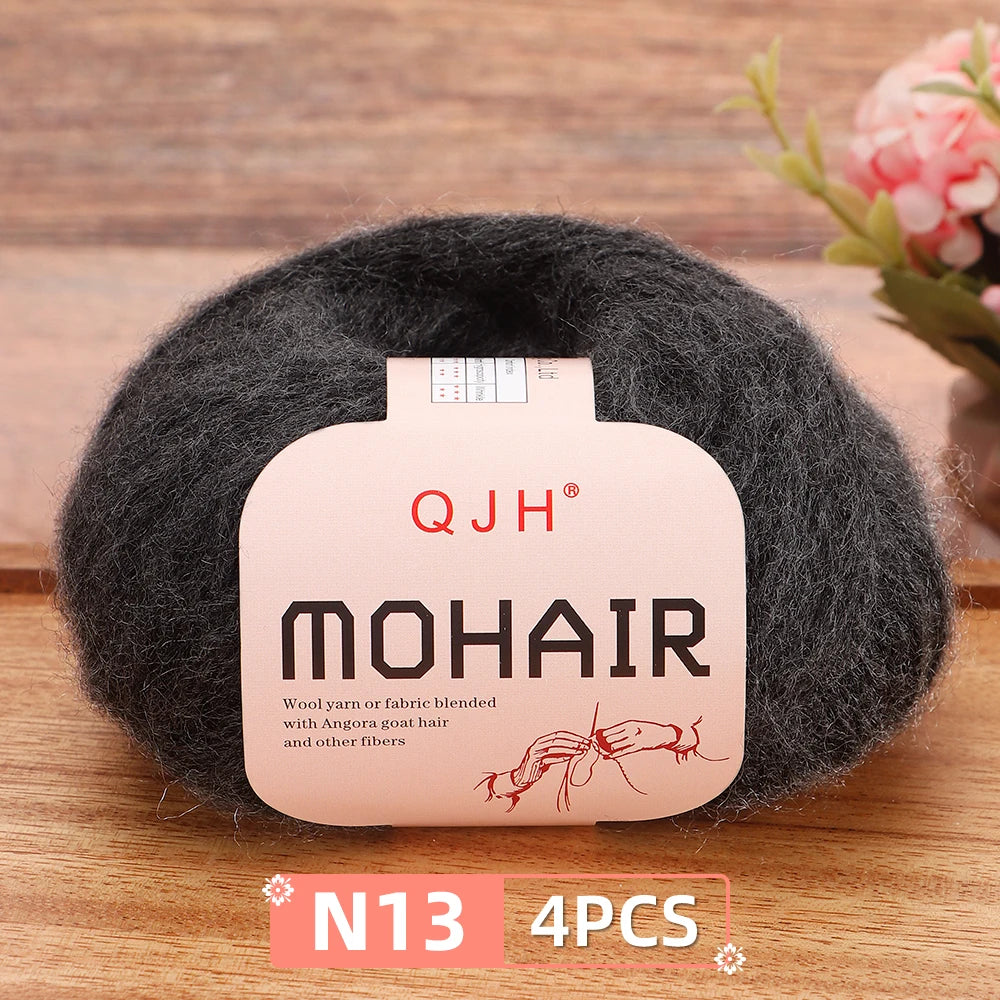Mohair Yarn Set 4-Skein Bundle, 130m Each — Multicolor | KIMLUD