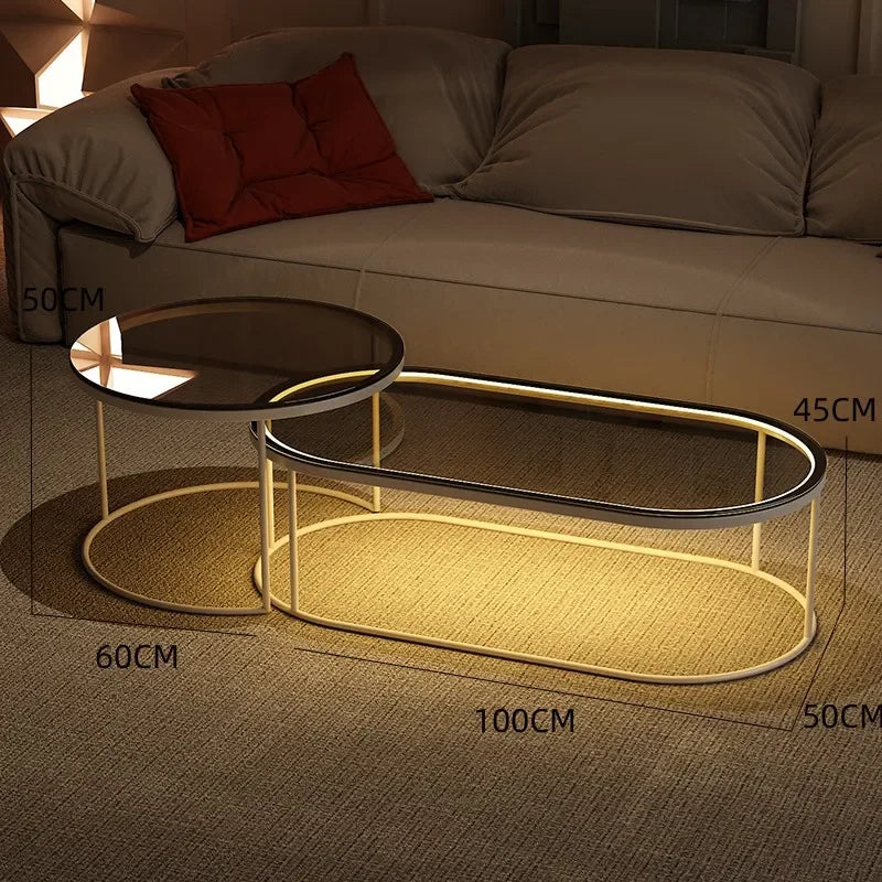 Glass Coffee Table Nordic Minimalist Living Room — Clear | KIMLUD