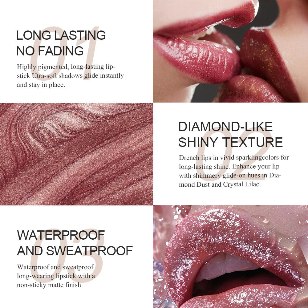 Glitter Lip Gloss Pearl-Infused Set — Pink Nude | KIMLUD