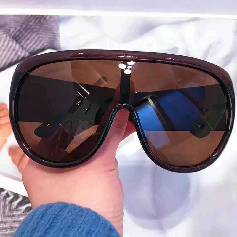 Oversize Shield Sunglasses Gradient Lenses — Black | KIMLUD