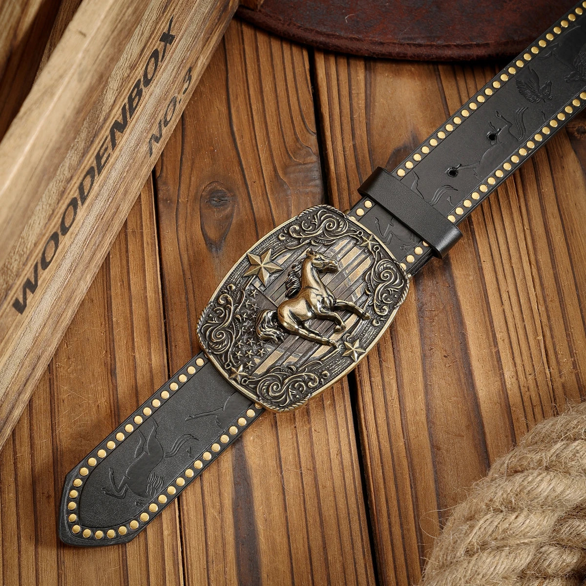 Luxurious Premium Western-Style PU Belt — Black | KIMLUD