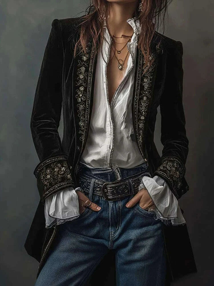 KIMLUD, New V Neck Patchwork Elegant Chic Jackets, Women Spring Autumn Long Sleeve Fashion Coat, Casual Simple Ladies Cardigan Outerwear, KIMLUD Womens Clothes