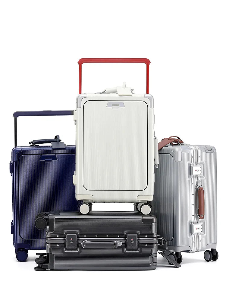 Front opening aluminum frame luggage box, women's universal wheel luggage, men's wide luggage, 24 inch password boarding box