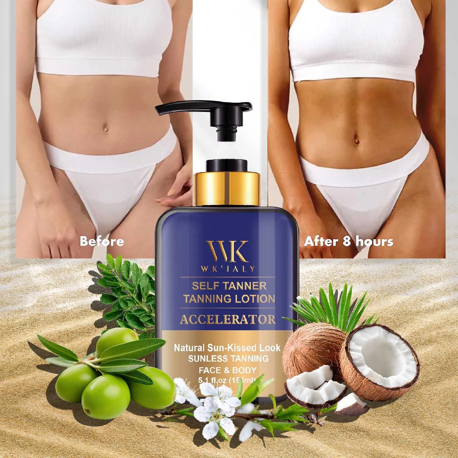 Sunless Tanner Body Lotion Coconut Oil Carrot Oil Shea Butter — Fair To Medium | KIMLUD