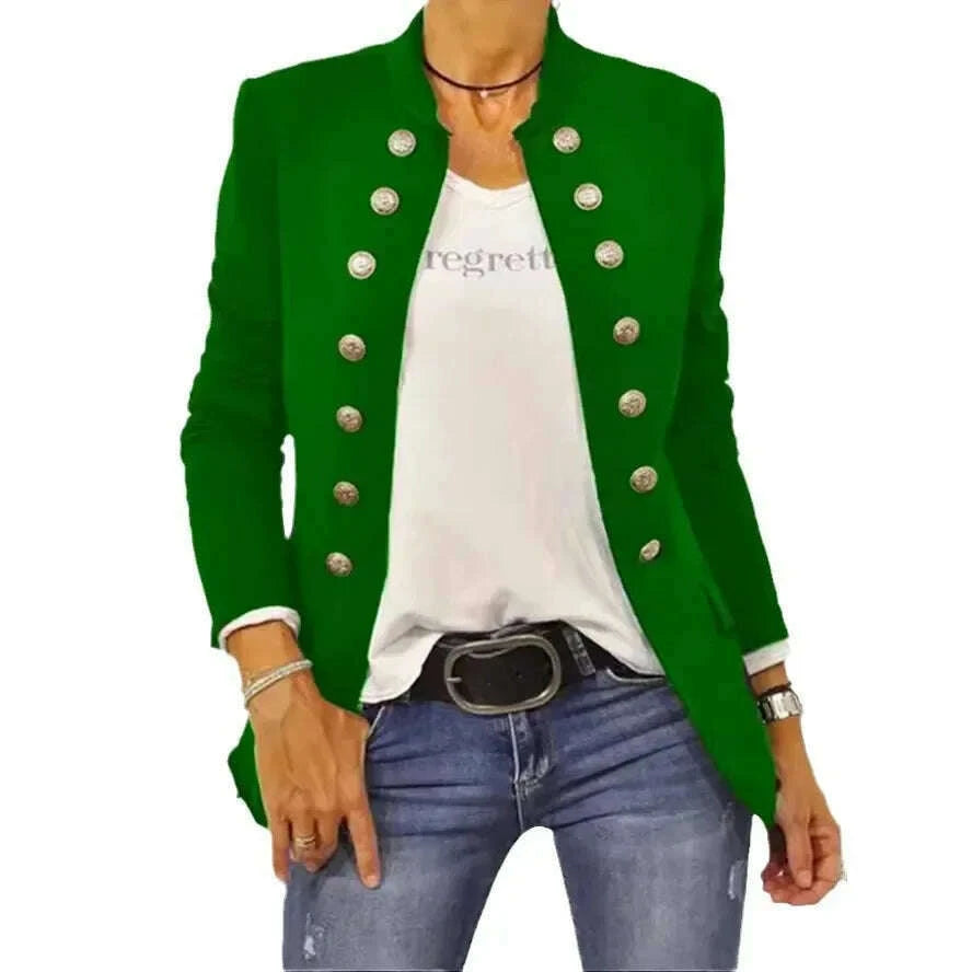 womens-solid-color-stand-up-collar-cardigan-button-decoration-casual-jacket-autumnwinter-2024-autumn-kimlud-kimlud-33920933