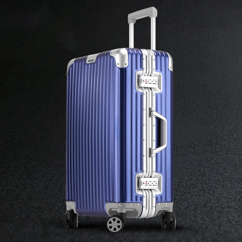 100% Aluminum Suitcase Cabin 20/26/30 inch TSA Customs Lock Aluminum Carry on Luggage Metal Hard Trolley Case Travel Suitcases