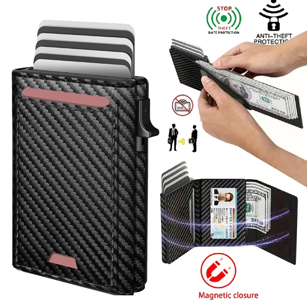 2024 New Men's Business Wallet Multi-card slot magnetic enclosure RFID Blocking Travel Wallet Card holder card pack