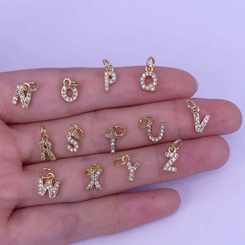 Gold Plated Initials Pendant Alphabet CZ Zircon — Gold | KIMLUD
