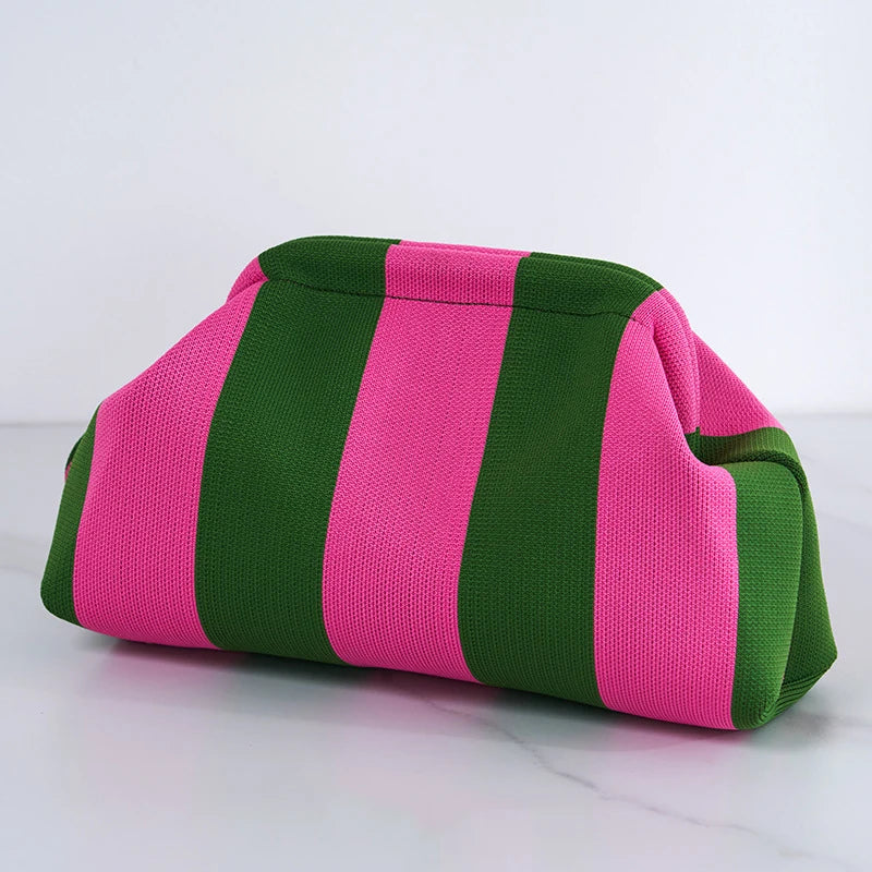 Striped Polyester Clutch Bag Small — Multicolor | KIMLUD