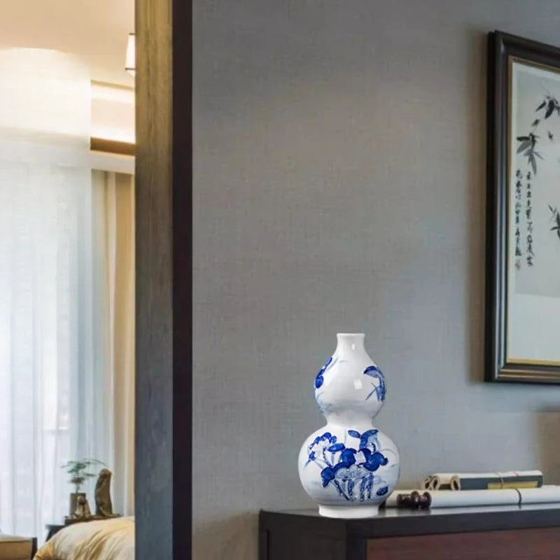 Jingdezhen-Chinese Blue and White Porcelain Flower Vase, Wealthy Bamboo, Living Room Desktop, Bloom Decoration, Hot, New