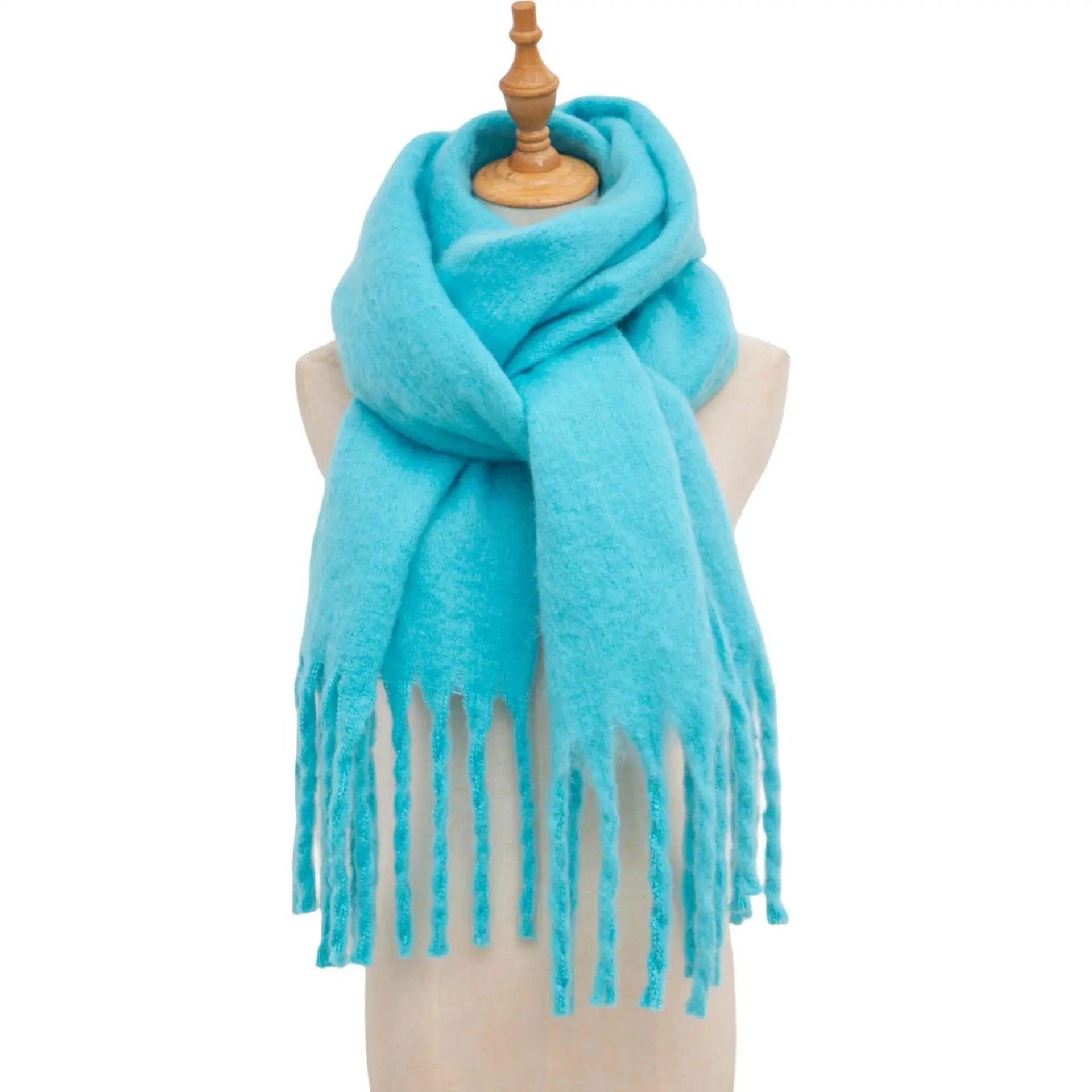 Cashmere Shawl Wrap With Long Tassels For Winter Elegance — Deep Burgundy | KIMLUD