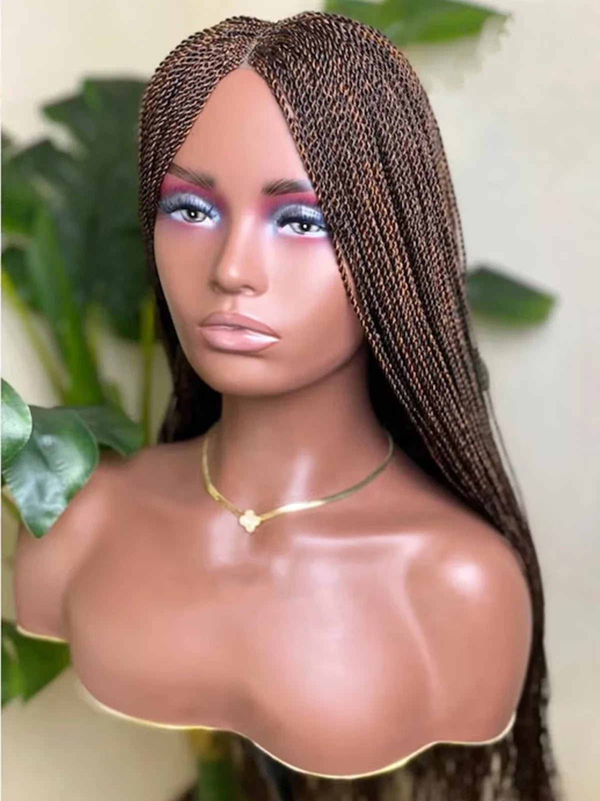 Lace Front Wig – 5x5 HD Closure Glueless – Kanekalon Micro Twist – Chestnut Brown | KIMLUD