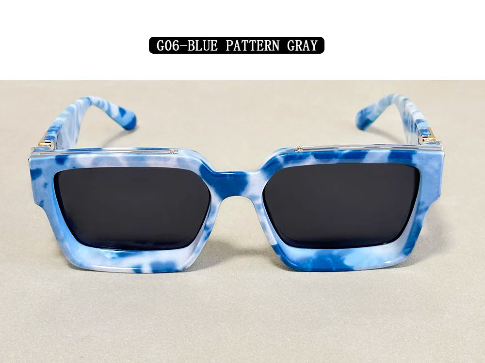 Resin Square Sunglasses Vintage Millionaire Style — Silver | KIMLUD