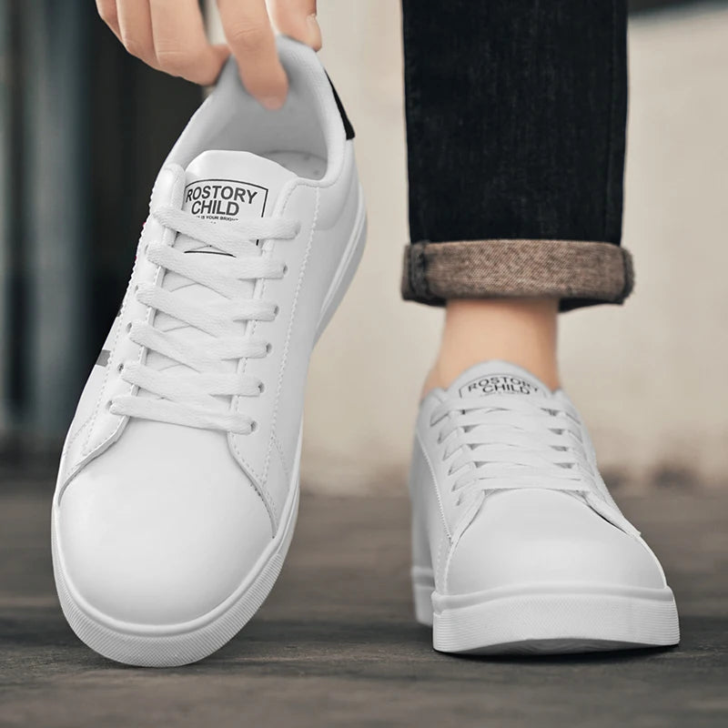Platform Sneakers Vulcanized Lace-Up Running Design With Personalization — White | KIMLUD