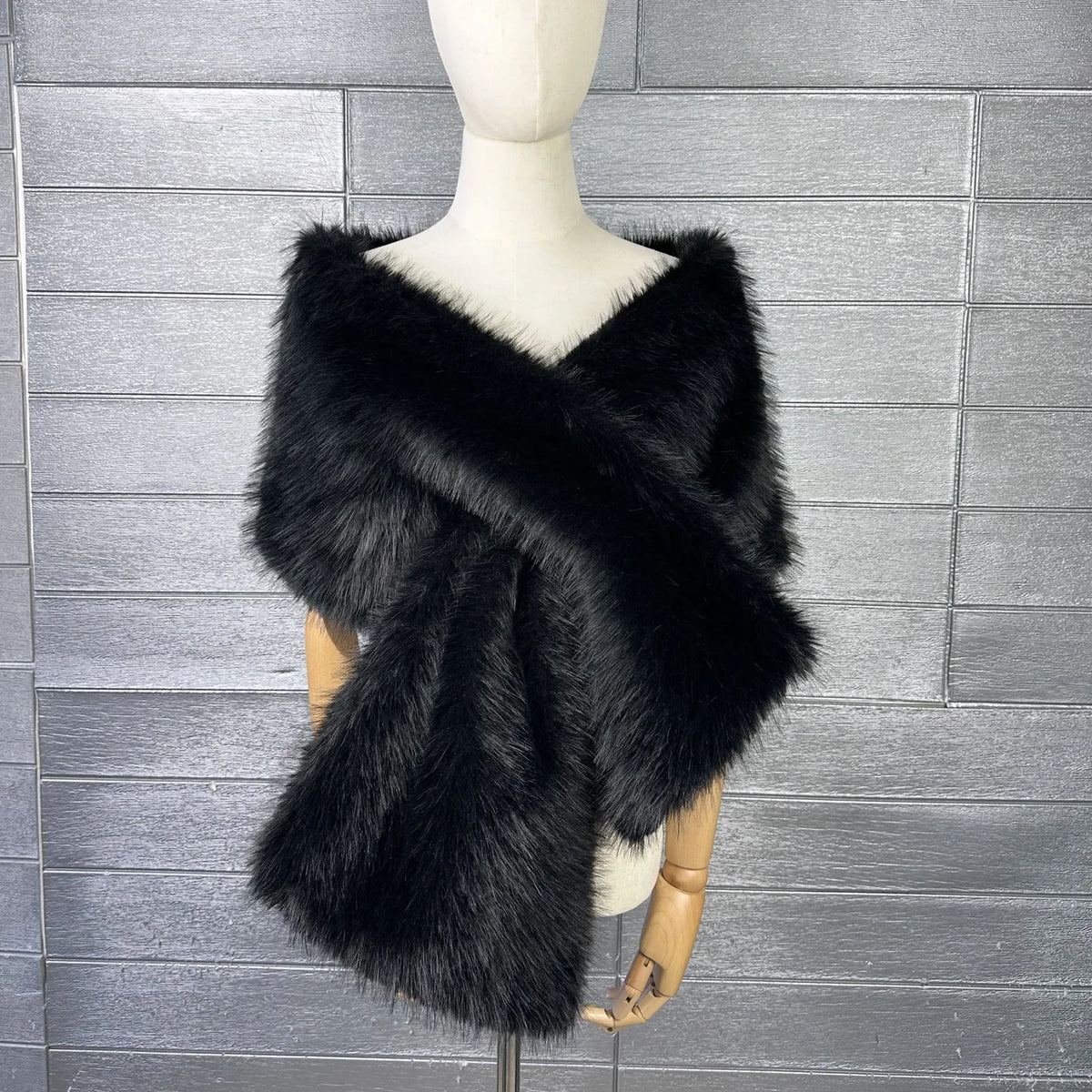 Faux Fur Scarf – Long Keep Warm – Black | KIMLUD