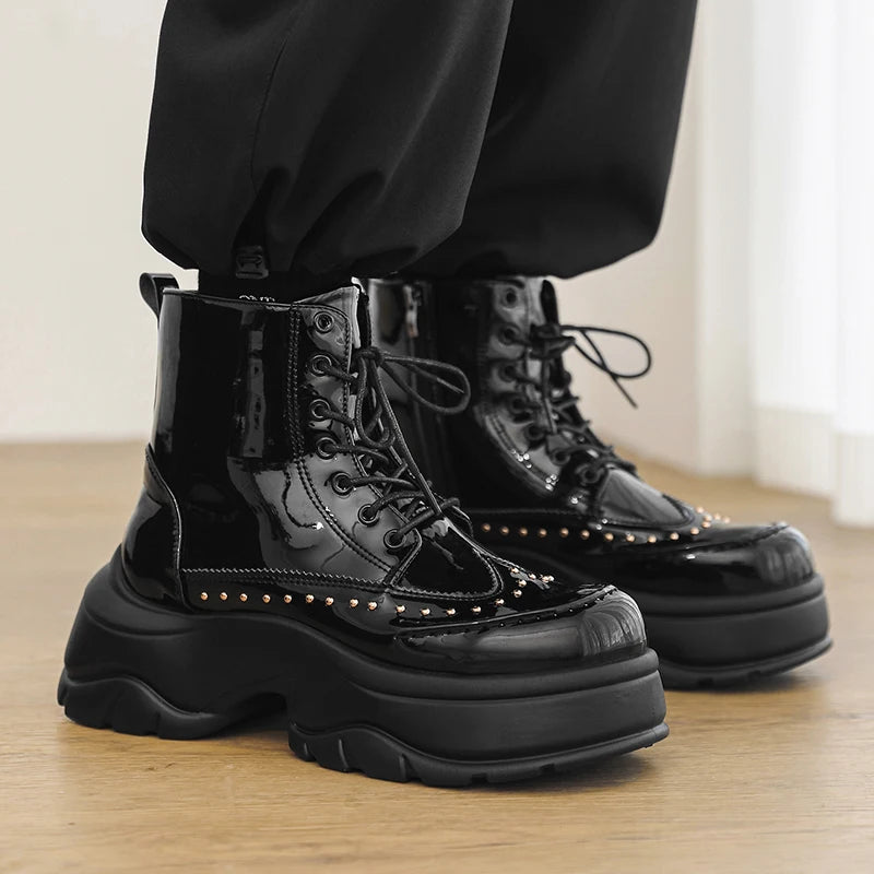 Motorcycle Boots – Sequined Toe Detail – Ankle Boots | KIMLUD