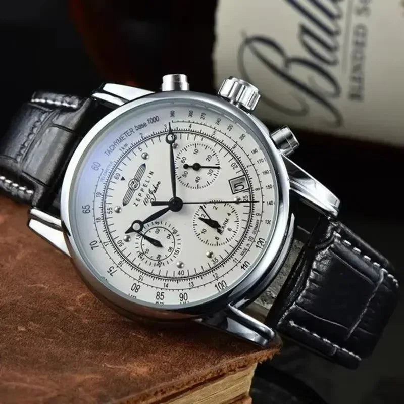 Premium Full Grain Leather Strap Watch — Black | KIMLUD