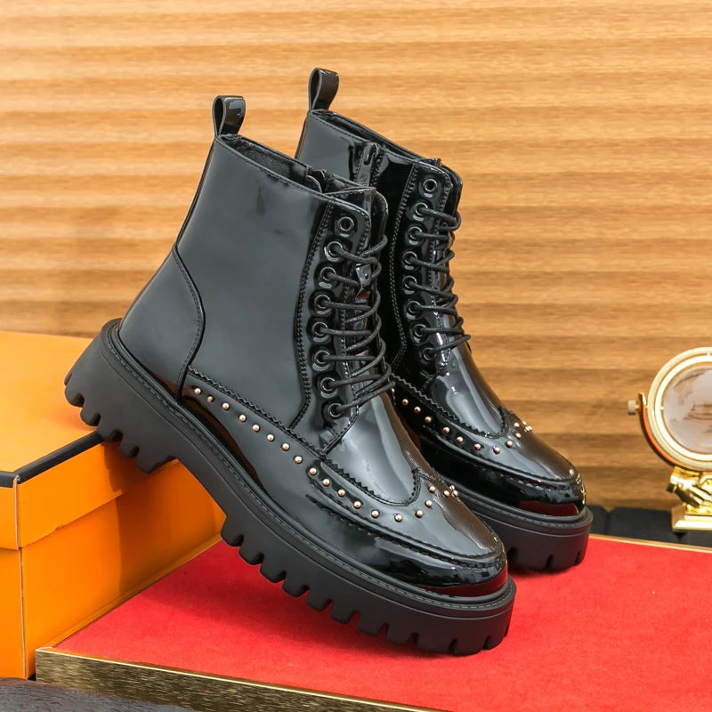 Men's Motorcycle Boots – Platform – Genuine Leather | KIMLUD