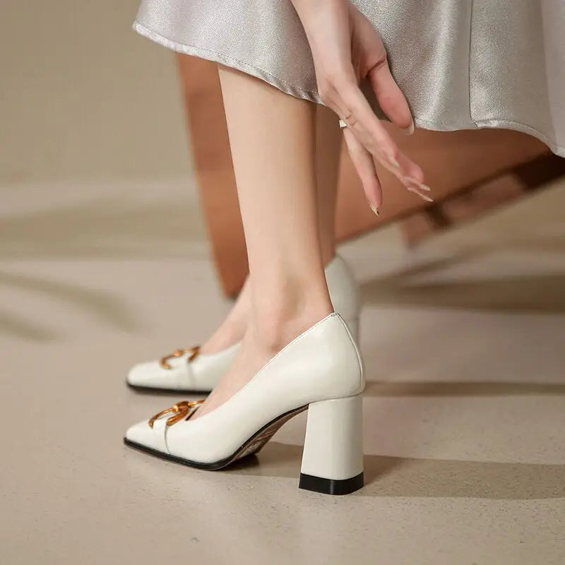 Patent Leather Square Buckle Pumps — Black | KIMLUD