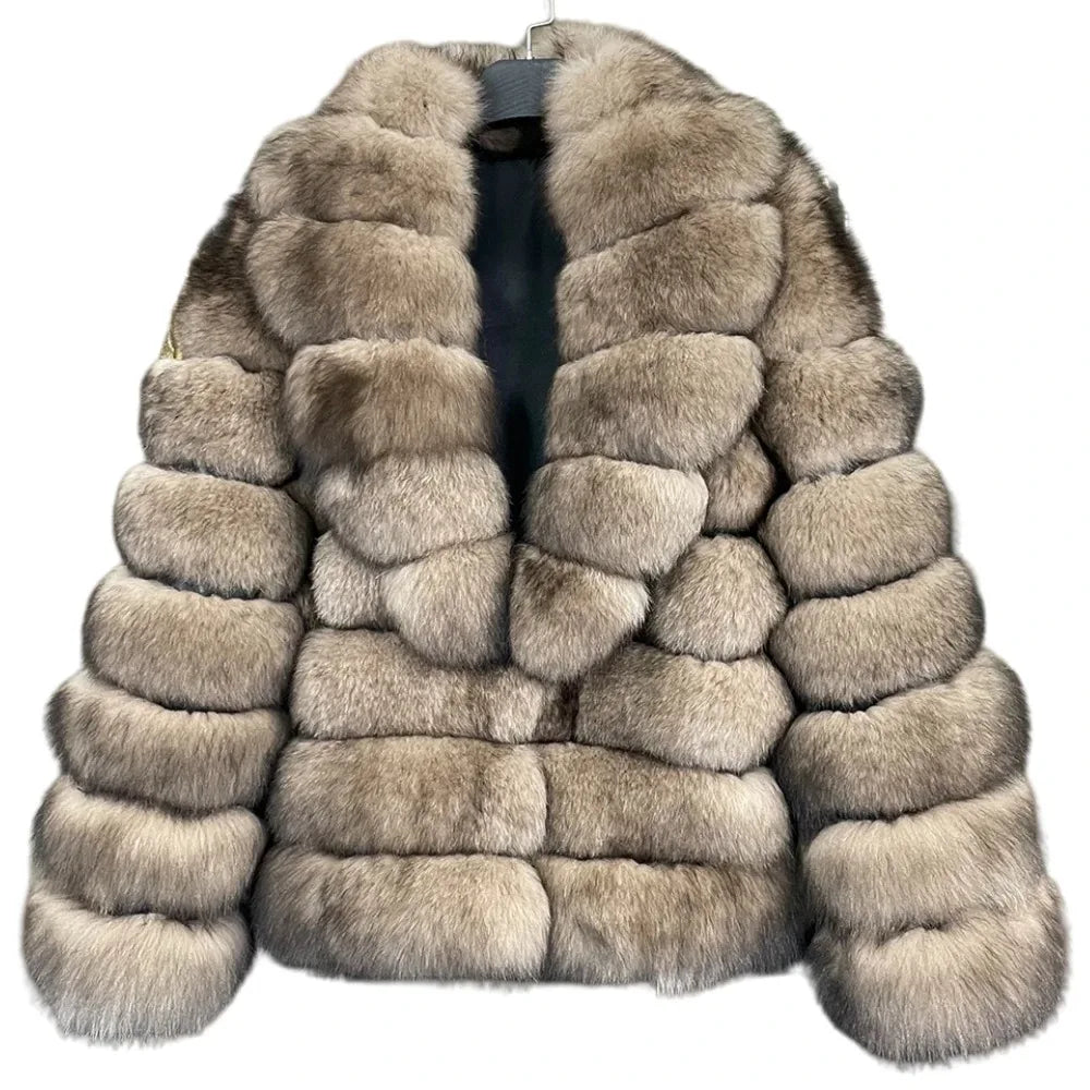 Fox Fur Coat – Winter High-End – Fox Fur – Colorful Sable | KIMLUD