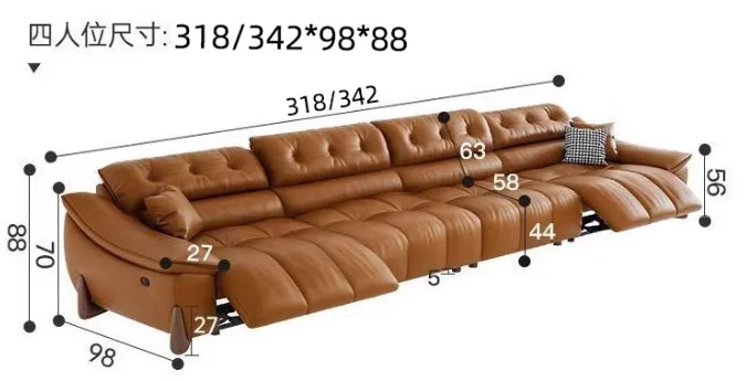 Velvet Waterproof Sofa Electric Sleeper Recliner, Armrest Loveseat, Modern Scandinavian Design — Caramel Tan | KIMLUD