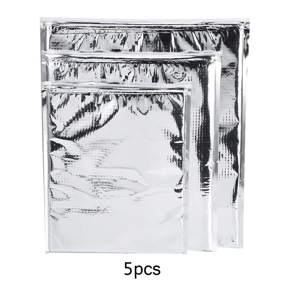 Insulated Food Storage Bag Thermal Cooler Bag 3 Types /set Aluminum Foil Insulated Food Storage Bag Thermal Cooler Silver
