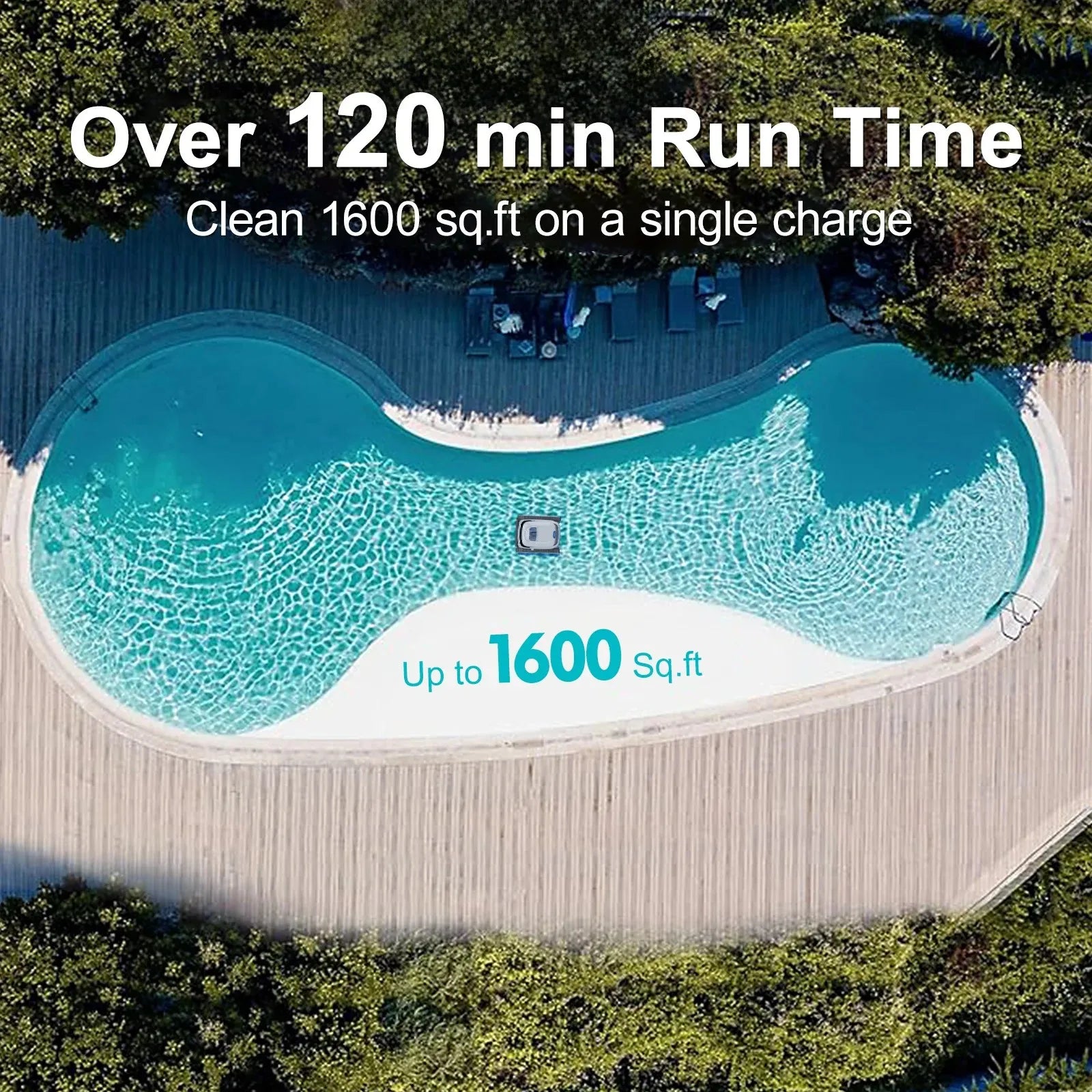 AIRROBO Pool Cleaner Robot - 120 Min Runtime, Wall Climbing, Cleans Floors/Walls/Waterline for Inground & Above Ground Pool