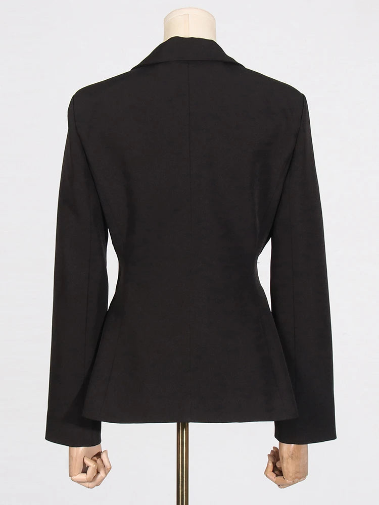 KIMLUD, VGH Solid Spliced Sequins Slimming Blazers For Women Notched Collar Long Sleeve Tunic Casual Chic Blazer Female New Autumn 2024, KIMLUD Womens Clothes