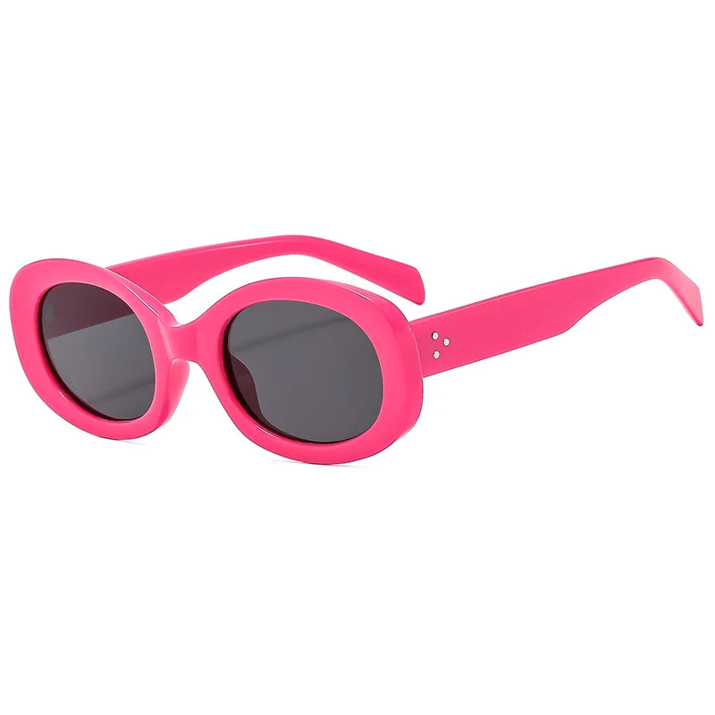 Oval Frame Sunglasses Plastic Retro Small — Black | KIMLUD