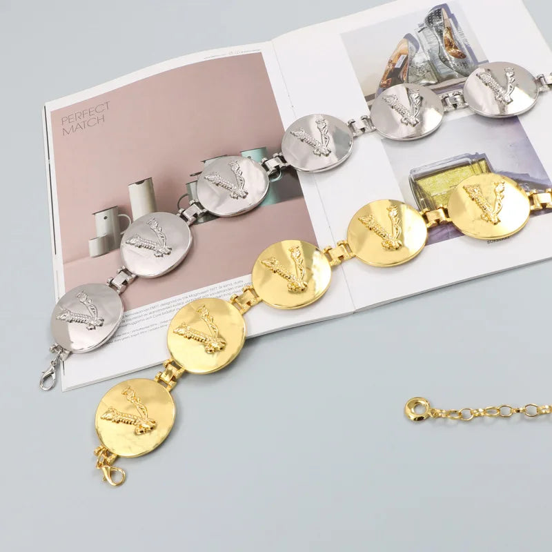 2026 New round gold color silver color alphabet belt luxury dress long waist chain  designer belt women's fashion accessories