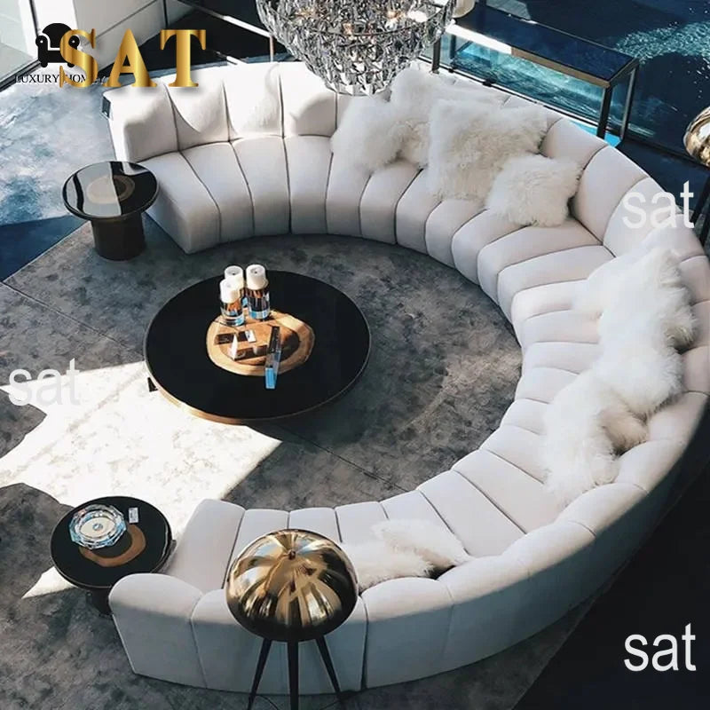 Artistic Leather Snake Curved Sofa — White | KIMLUD