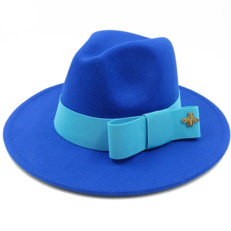 Low price wholesale Fedora hats Winter jazz monochrome bow elastic band men and women red jazz hats Fedora hats sombrero hombre - KIMLUD