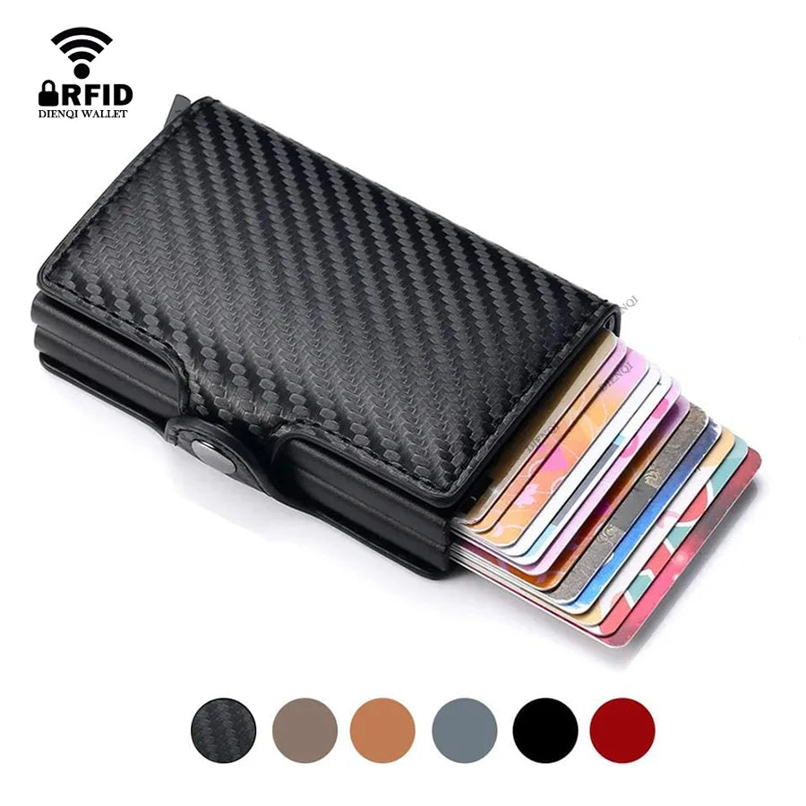 Anti Rfid Carbon Fiber Credit Card Holder Mens 14 Bank Cardholder Case Wallet Metal Minimalist Wallet Money Bag Male Purses